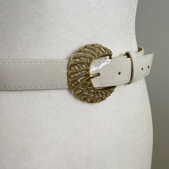 Vintage Minimalist Retro 60s 70s 80s engraved gold belt buckle XS/S - Picture 4 of 14